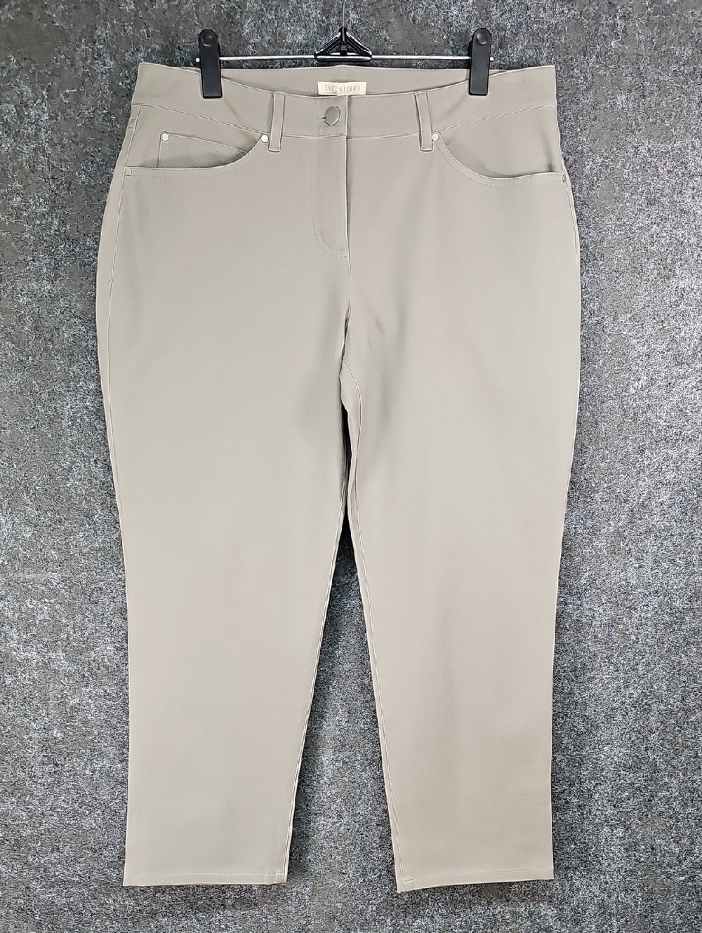 Eileen Fisher Slim Cropped Jean, Cotton Stretch Twill, Stone, Size Medium, NEW